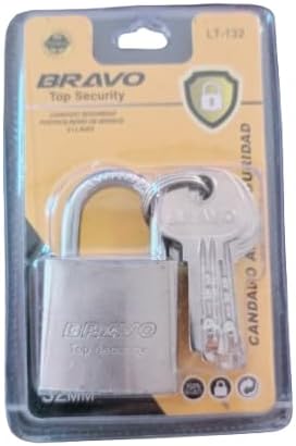 B0F89G1NDQ--MySouq-Store Bravo Heavy Duty Lock with 4 Keys, Silver - Small Size 3.5 * 5CM - 32MM- LT132