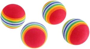 B0DFMJ7ZDZ-[4 pcs] Random Color Rainbow EVA Cat Play Ball Interactive Cat Dog Play Chewing Rattle Scratch EVA Ball Training Balls Pet Run Supplies,