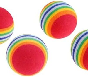 B0DFMJ7ZDZ-[4 pcs] Random Color Rainbow EVA Cat Play Ball Interactive Cat Dog Play Chewing Rattle Scratch EVA Ball Training Balls Pet Run Supplies,