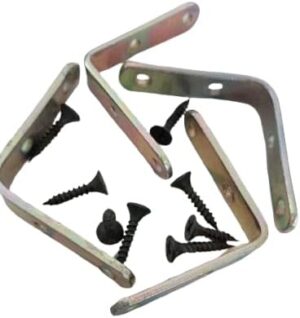 Metal Brackets 90 Degree Shaped Angle Corner Bracket for Fixing Wood Furniture Tables Chairs Door Window Bookshelves (50x50x12mm) With Screws, (32)-B0F92J58H3