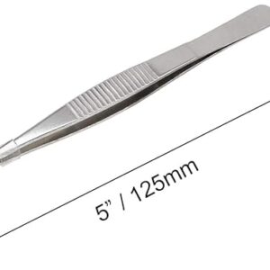 B0FB5YM8RG- 5 Inch Stainless Steel Tweezers with Curved Serrated Tip Multipurpose Forceps for Craft Repairing For Sweing Tools 2 Pack