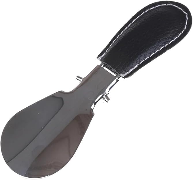 B0CPL99PKS--MySouq-Store Stainless Steel Durable Shoehorn Foldable PU Leather Handle Easy to Carry For Men Women Shoes 47H5061B - ZR-SH-SE-039