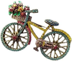 1Pcs New Arrival Creative Vintage Bicycle Luxury Rhinestone Brooches Pins For Women Men Flower Bike Badges Corsage Jewelry 5cmX4cm (BIC)-B0F32P4V5M
