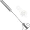 Boerni 10 inch Hand Push Whisk,Semi-Auto Egg Whisk Hand Push Press Whisk Rotating Push Mixer Milk Frother Egg Beater with Egg White Filter Separator for Whisking, Beating, Stirring-B09V2R1Q8T