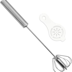 Boerni 10 inch Hand Push Whisk,Semi-Auto Egg Whisk Hand Push Press Whisk Rotating Push Mixer Milk Frother Egg Beater with Egg White Filter Separator for Whisking, Beating, Stirring-B09V2R1Q8T