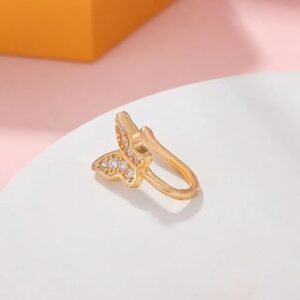 1Pcs Zircon Butterfly Nose Ring Copper Fake Piercing Clip On Nose Hoop Ring Body Jewelry Rhinestone Non Pierced Ear Clip Cuff Party-B0F31ZVYR2