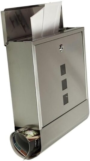 B0F849KH3F- 1Pcs- Complaint and Suggestions Box ‎Outdoor Wall Mounted Stainless Steel Mailbox Warehouse Apartment Home Garden Letterbox Vertical Locking Mail Post Box 34X32X11Cm