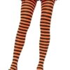 Women Girls Rainbow and Multicolor Striped Tights Opaque Stockings Full Length Pantyhose for Christmas Halloween Cosplay Traffic striped pant (Orange & Black)-B0DPK3YHLL