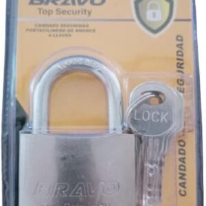 --B0F89C5LW5--MySouq-Store Bravo Heavy Duty Lock with 4 Keys, Silver - 7 * 5CM - 50MM- LT150