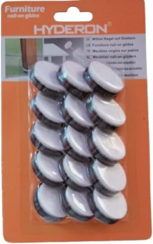 Furniture Sliders Nail-on Glides (3 cm Diameter)- 15 Pieces White Base X Brown-B0F89BQ45W