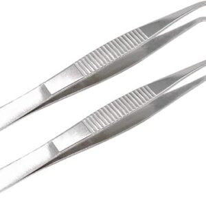 B0FB5YM8RG- 5 Inch Stainless Steel Tweezers with Curved Serrated Tip Multipurpose Forceps for Craft Repairing For Sweing Tools 2 Pack