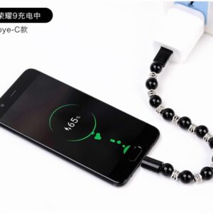 41fmoygCelL (1) Beaded Bracelet USB Type-C Charging Cable, Universal Mobile Phone Fast Charger, 19cm, Black Brand: Generic-- B0F79P3QK8