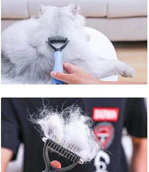 B0BRYNS9VC- Click to see full view Pet Grooming Shedding Brush Tool Comb Dematting Rakes Fur Knot Cutter Remove Rake Dog Cat Long Short Hair Metal Blade (Random Colors)