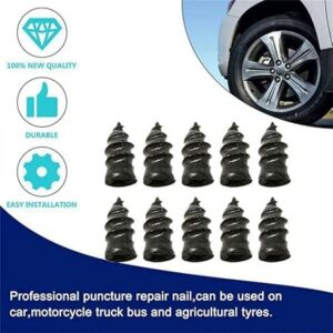 10Pcs Vacuum Tyre Repair Nail Kits for Wheels Car Motorcycle Scooter Rubber Tubeless Tire Repair Tool Glue Free Repairing Tire Nail Randomly-B0DJBSZ8RR