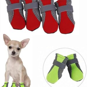 518aqYcqAaL._AC_SX679_ B0F5PDZLZB- Pet Dog Shoes Breathable Waterproof Outdoor Walking Net Soft Summer Pet Shoes Night Safe Reflective Boots for Small Medium Dogs (Rose Red, L)