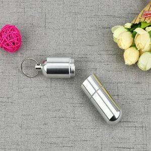 Outdoor Medicine Bottle Key Ring Small First Aid Drug Holder Pill Container-Waterproof Aluminum Metal Pill Box Case Organizer with Keychain-B0845W1ZKL
