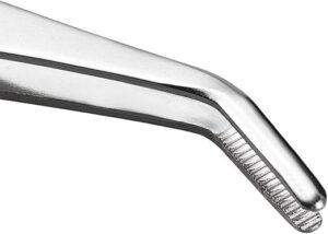 B0FB5YM8RG- 5 Inch Stainless Steel Tweezers with Curved Serrated Tip Multipurpose Forceps for Craft Repairing For Sweing Tools 2 Pack