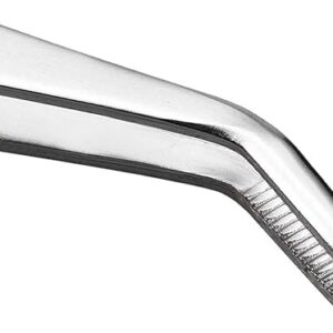 B0FB5YM8RG- 5 Inch Stainless Steel Tweezers with Curved Serrated Tip Multipurpose Forceps for Craft Repairing For Sweing Tools 2 Pack