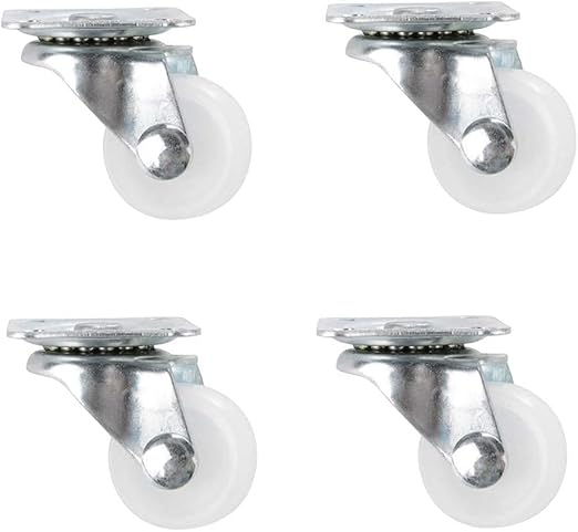 --B0F89C9MD4--MySouqEg Store– Swivel Caster Wheels 2 Inch – White Nylon Wheels – Set of 4 – 360° Rotation for Furniture & Trolleys