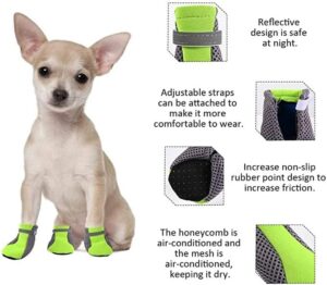 B0F5PDZLZB- Pet Dog Shoes Breathable Waterproof Outdoor Walking Net Soft Summer Pet Shoes Night Safe Reflective Boots for Small Medium Dogs (Rose Red, L)