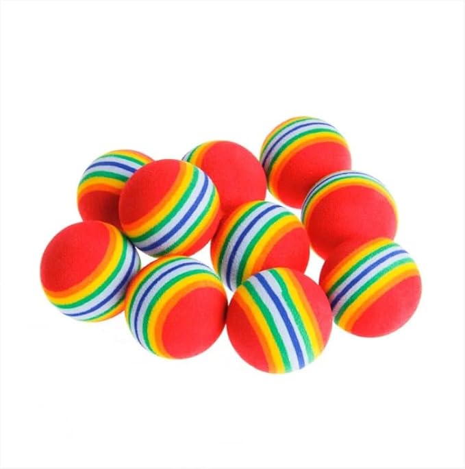 B0DFMJ7ZDZ-MySouq-Store [4 pcs] Random Color Rainbow EVA Cat Play Ball Interactive Cat Dog Play Chewing Rattle Scratch EVA Ball Training Balls Pet Run Supplies,