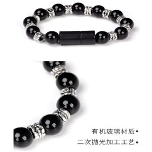 Beaded Bracelet USB Type-C Charging Cable, Universal Mobile Phone Fast Charger, 19cm, Black Brand: Generic-- B0F79P3QK8