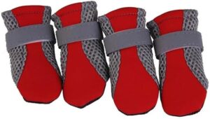 B0F5PDZLZB- Pet Dog Shoes Breathable Waterproof Outdoor Walking Net Soft Summer Pet Shoes Night Safe Reflective Boots for Small Medium Dogs (Rose Red, L)