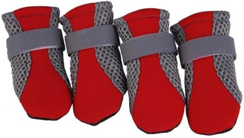 B0F5PDZLZB--MySouqEg Store Pet Dog Shoes Breathable Waterproof Outdoor Walking Net Soft Summer Pet Shoes Night Safe Reflective Boots for Small Medium Dogs (Rose Red, L)