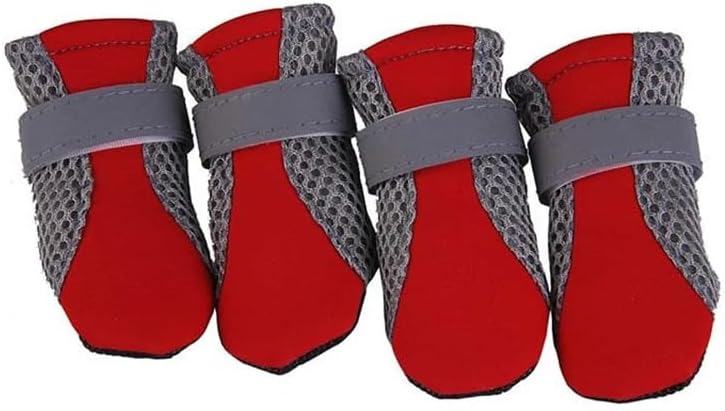 B0F5PDZLZB--MySouqEg Store Pet Dog Shoes Breathable Waterproof Outdoor Walking Net Soft Summer Pet Shoes Night Safe Reflective Boots for Small Medium Dogs (Rose Red, L)