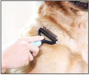 B0BRYNS9VC- Click to see full view Pet Grooming Shedding Brush Tool Comb Dematting Rakes Fur Knot Cutter Remove Rake Dog Cat Long Short Hair Metal Blade (Random Colors)