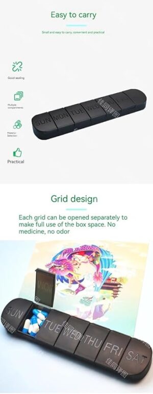 B0CN1SYGRV- [1Pcs - As shown] 7 Days Weekly Pillbox Tablet Holder Medicine Storage Case Drug Container Pill Box Tablet Storage Box Organizer 7 Cells Pill Case