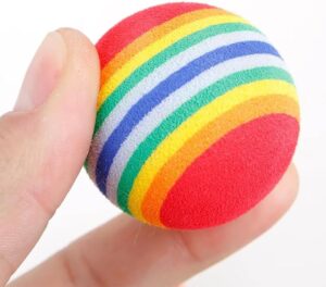 B0DFMJ7ZDZ-[4 pcs] Random Color Rainbow EVA Cat Play Ball Interactive Cat Dog Play Chewing Rattle Scratch EVA Ball Training Balls Pet Run Supplies,