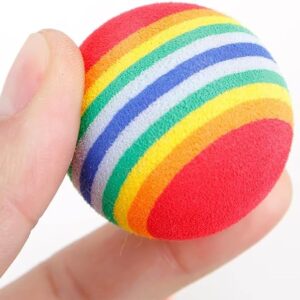 B0DFMJ7ZDZ-[4 pcs] Random Color Rainbow EVA Cat Play Ball Interactive Cat Dog Play Chewing Rattle Scratch EVA Ball Training Balls Pet Run Supplies,