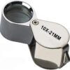 B018V46B4A--Aiernuo Loupes 10x Glass Jeweler Loupe Loop Eye Magnifier Magnifying Magnifier Metal Body Silver (10x21mm)