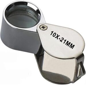 B018V46B4A--Aiernuo Loupes 10x Glass Jeweler Loupe Loop Eye Magnifier Magnifying Magnifier Metal Body Silver (10x21mm)