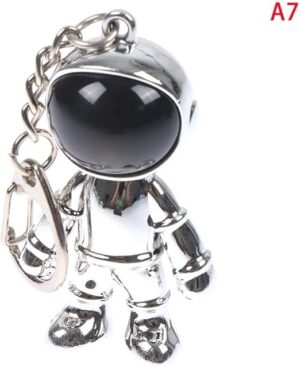 1 PC Creative New 3D Astronaut Space Alien Keychain Alloy Gift For Gadgets For Keychain Holder (Silver)-B0BXTW68QV