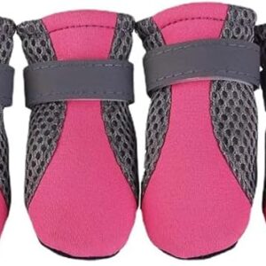 51oDKbU8shL._AC_SX679_ B0F5PDZLZB- Pet Dog Shoes Breathable Waterproof Outdoor Walking Net Soft Summer Pet Shoes Night Safe Reflective Boots for Small Medium Dogs (Rose Red, L)
