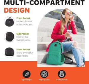 B0DGCG6K61- Unisex School Backpack 3 Pocket Large, Lime Green 20 L (50 X 30 X 16 Cm)