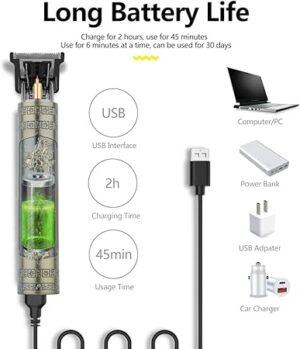 [1Pcs-Black Buddha-no box] Professional Hair Trimmer Wireless Electric Hair Clipper Beard Shaver Men Hair Cutting Machine Barber For Men Haircut Style-B0CRQQJWKK