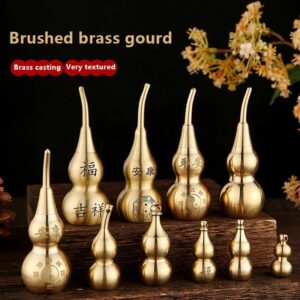 1Pcs Chinese Good Luck Brass Gourd Figurine Crafts Bagua Diagram Pattern Charm Amulet Statue Sculpture Feng Shui Home Decoration Random (ACLJY688-7)-B0DS6J7HHW