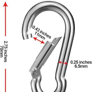 4Pcs 304#Stainless Steel Carabiner Clips, 2.75 Inch M7 Heavy Duty Spring Snap Hook,Galvanized Steel Quick Link Clip for Outdoor Equipment Gear,Pet Leash,Hanging Plants-B09CNLZK5Q
