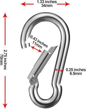 4Pcs 304#Stainless Steel Carabiner Clips, 2.75 Inch M7 Heavy Duty Spring Snap Hook,Galvanized Steel Quick Link Clip for Outdoor Equipment Gear,Pet Leash,Hanging Plants-B09CNLZK5Q