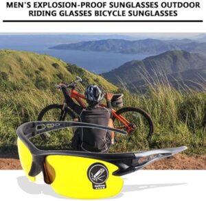 Men's Explosion-proof Sunglasses Outdoor Riding Glasses Bicycle Sunglasses Black Frame Night Vision-B0D1HXS2W9