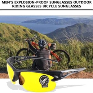 Men's Explosion-proof Sunglasses Outdoor Riding Glasses Bicycle Sunglasses Black Frame Night Vision-B0D1HXS2W9