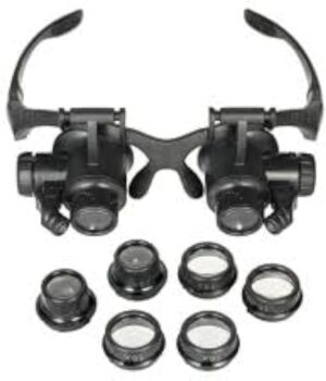 B0CFBHXKHF- - 1PCS -Loupe Magnifier Glasses With 2 LED Light Lens Magnifying Head-Mounted for Reading Jewelers Making Watch Repair 10X 15X 20X 25X