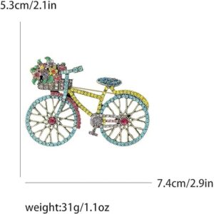 1Pcs New Arrival Creative Vintage Bicycle Luxury Rhinestone Brooches Pins For Women Men Flower Bike Badges Corsage Jewelry 5cmX4cm (BIC)-B0F32P4V5M