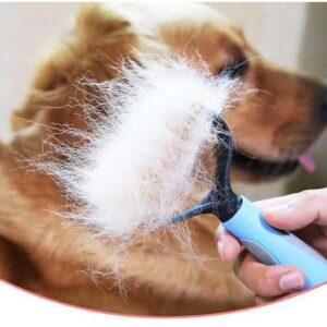 61aV3jQQghL._AC_SX679_ B0BRYNS9VC- Click to see full view Pet Grooming Shedding Brush Tool Comb Dematting Rakes Fur Knot Cutter Remove Rake Dog Cat Long Short Hair Metal Blade (Random Colors)