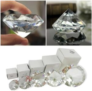 --B0CVSFGN24- Crystal Diamond Craft Desktop Ornaments Romantic Chrismas Gifts Home Decoration Clear Glass Crystal Diamond Faceted Raw Gemstone (30mm(W))