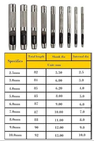B0DVLKBSG8- Leather Hole Punch Tool 9PCS 2.5-10mm Carbon Steel Belt Hole Puncher Round Leather Gasket Hollow Hole Punch Set - Germany Qualty Standered