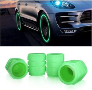 4PCS Green Fluorescence, Bike Motorcycle Noctilucous Illuminated Valve Cap, Universal Wheel Valve Caps for Car Truck Motorcycles Bike Tires, Need Sunlight to Absorb Energy-B0CGGKQQ2F